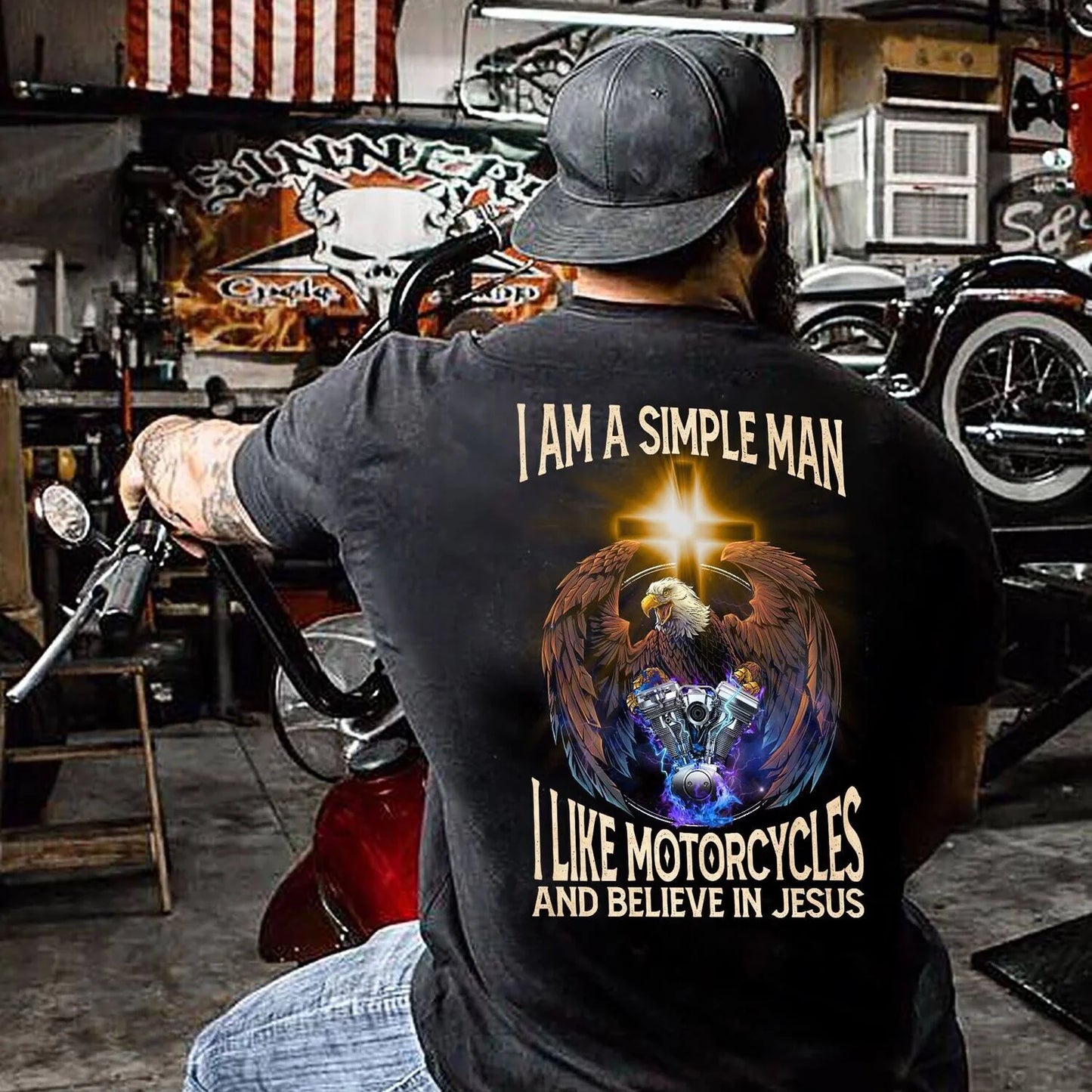 A Simple Man Like Motorcycles and Believe in God Shirt
