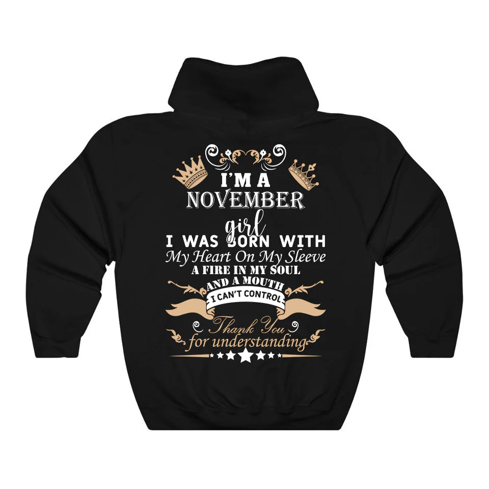 November Girl Heart Fire Soul Hoodie