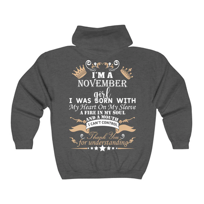 November Girl Heart Fire Soul Hoodie