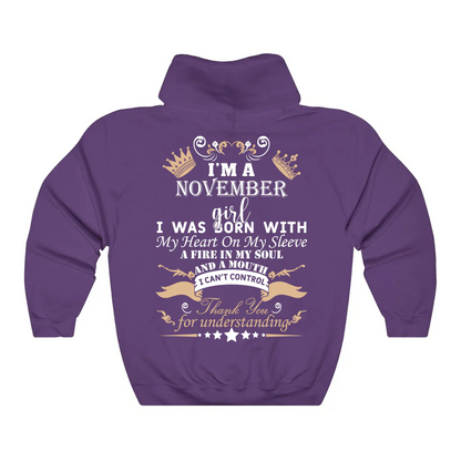 November Girl Heart Fire Soul Hoodie
