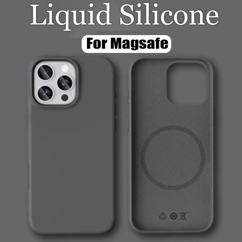 Luxury Liquid Silicone Magsafe Phone Case Iphone 17 16 Plus 15 14 13 12 Pro Max 16e Wireless