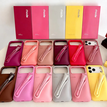 Collection Rhode of phone cases in various colors with 'rhode' branding.