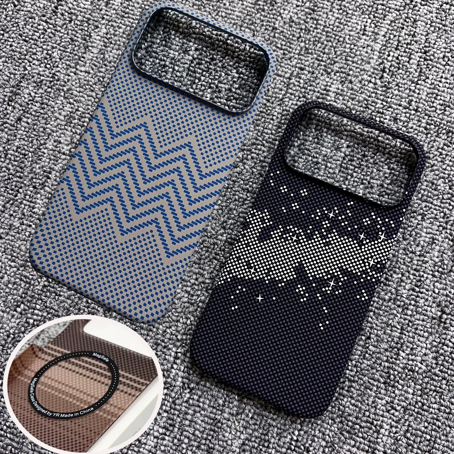 Ultra Slim Rugged Carbon Fibre Magnetic Case Iphone 17 Air 16 15 14 13 12 Pro Max Plus Frameless