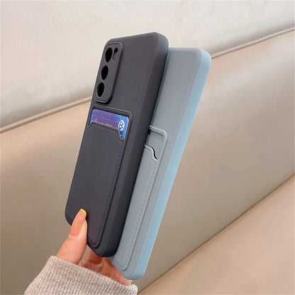 Tpu Soft Silicone Card Slot Wallet Case Samsung S26 S25 S24 S23 S22 S21 Fe Plus Ultra Note 20 A54