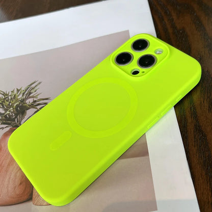 Luxury Fluorescence Bright Color Magnetic Liquid Silicone Magsafe Case Iphone 17 Air 16 15 14 13 Pro