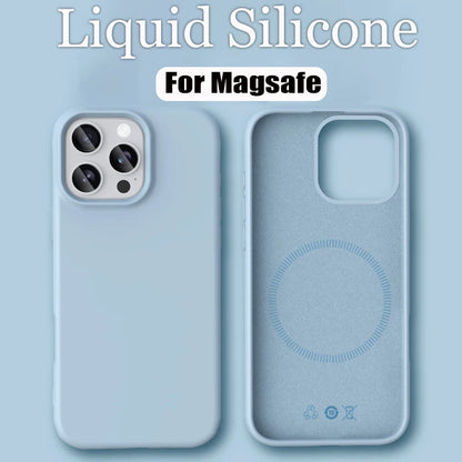 Luxury Liquid Silicone Magsafe Phone Case Iphone 17 16 Plus 15 14 13 12 Pro Max 16e Wireless