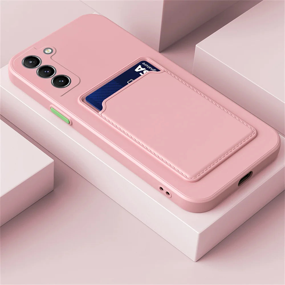 Tpu Soft Silicone Card Slot Wallet Case Samsung S26 S25 S24 S23 S22 S21 Fe Plus Ultra Note 20 A54