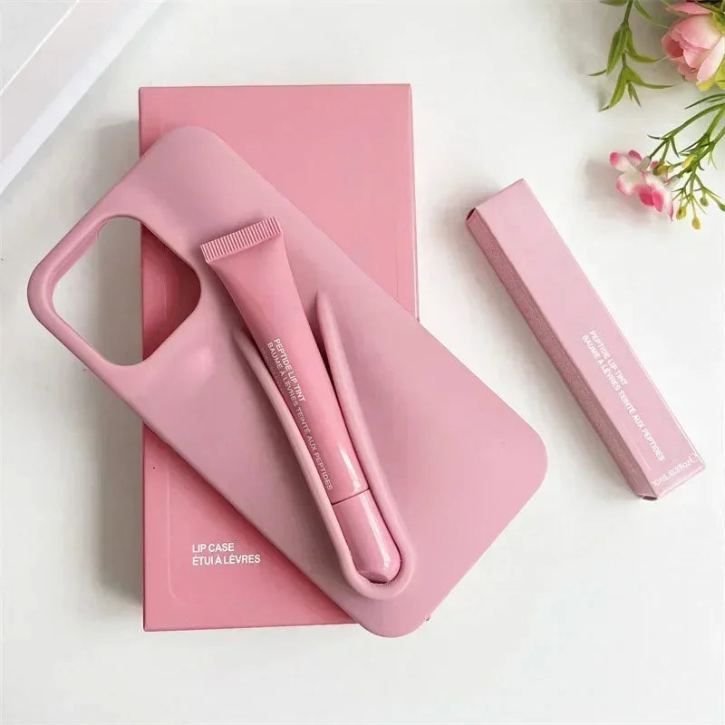 Pink Rhode lip care products with 'rhode' branding on a white background