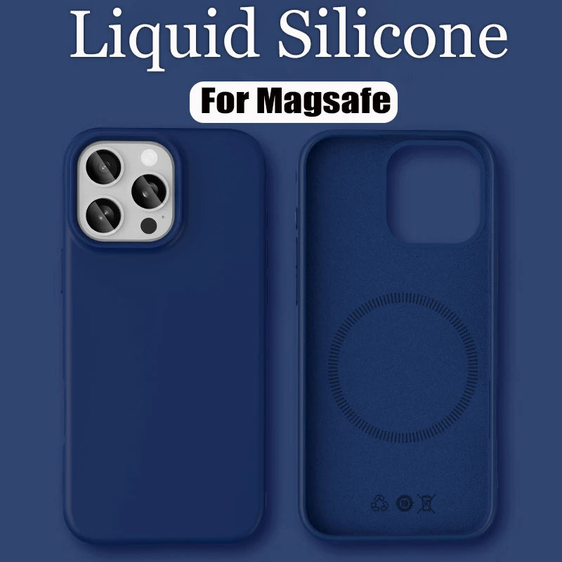 Luxury Liquid Silicone Magsafe Phone Case Iphone 17 16 Plus 15 14 13 12 Pro Max 16e Wireless